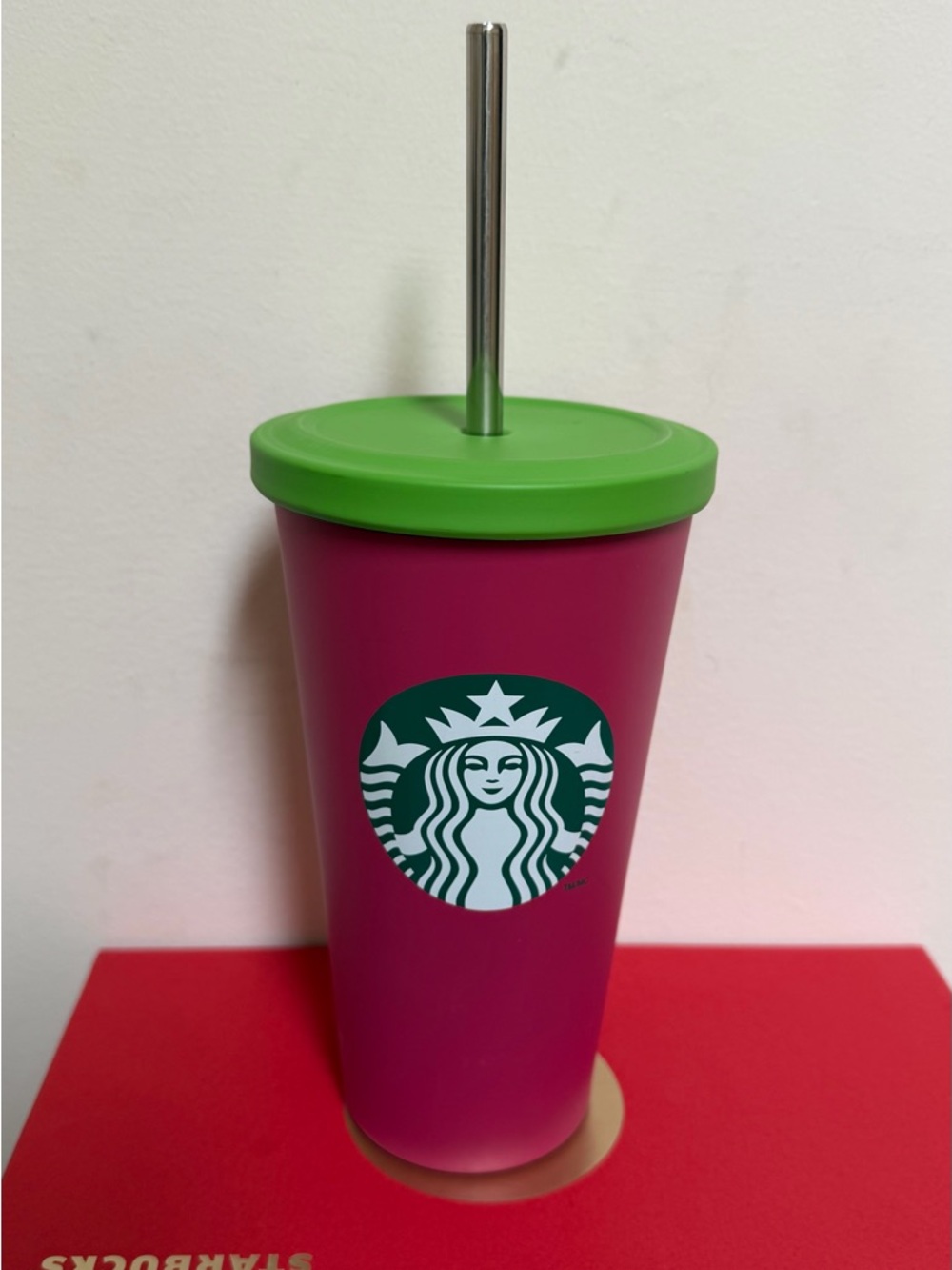 Starbucks Watermelon Pink Green Stainless Steel Tumbler with Straws